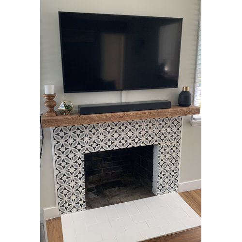 Millwood Pines Juna Rustic Floating Wood Fireplace Mantel Shelf